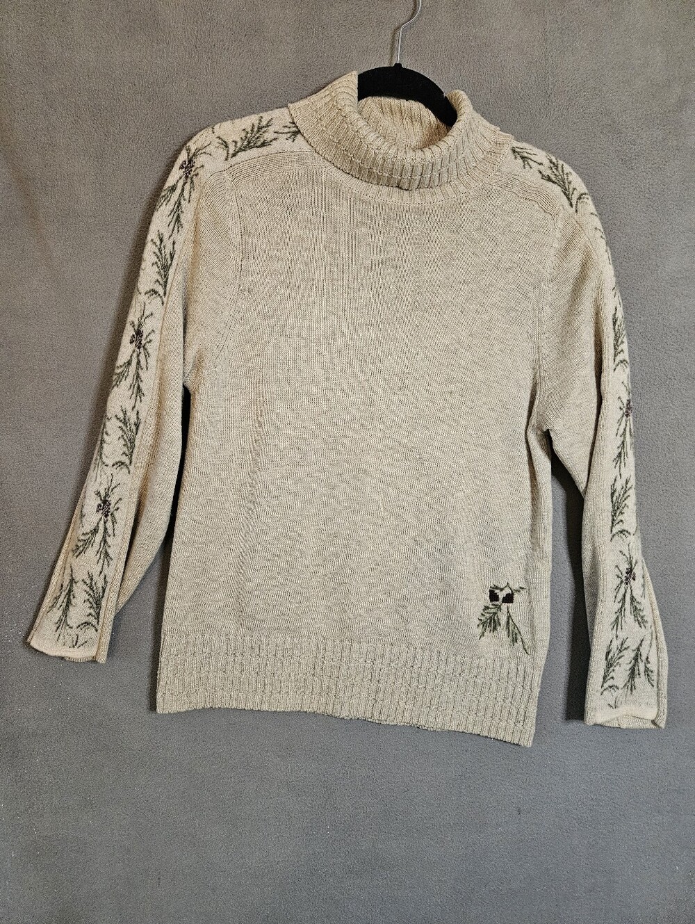 Woolrich Sweater Womens Medium Khaki Beige Turtleneck Lambswool Blend Pullover